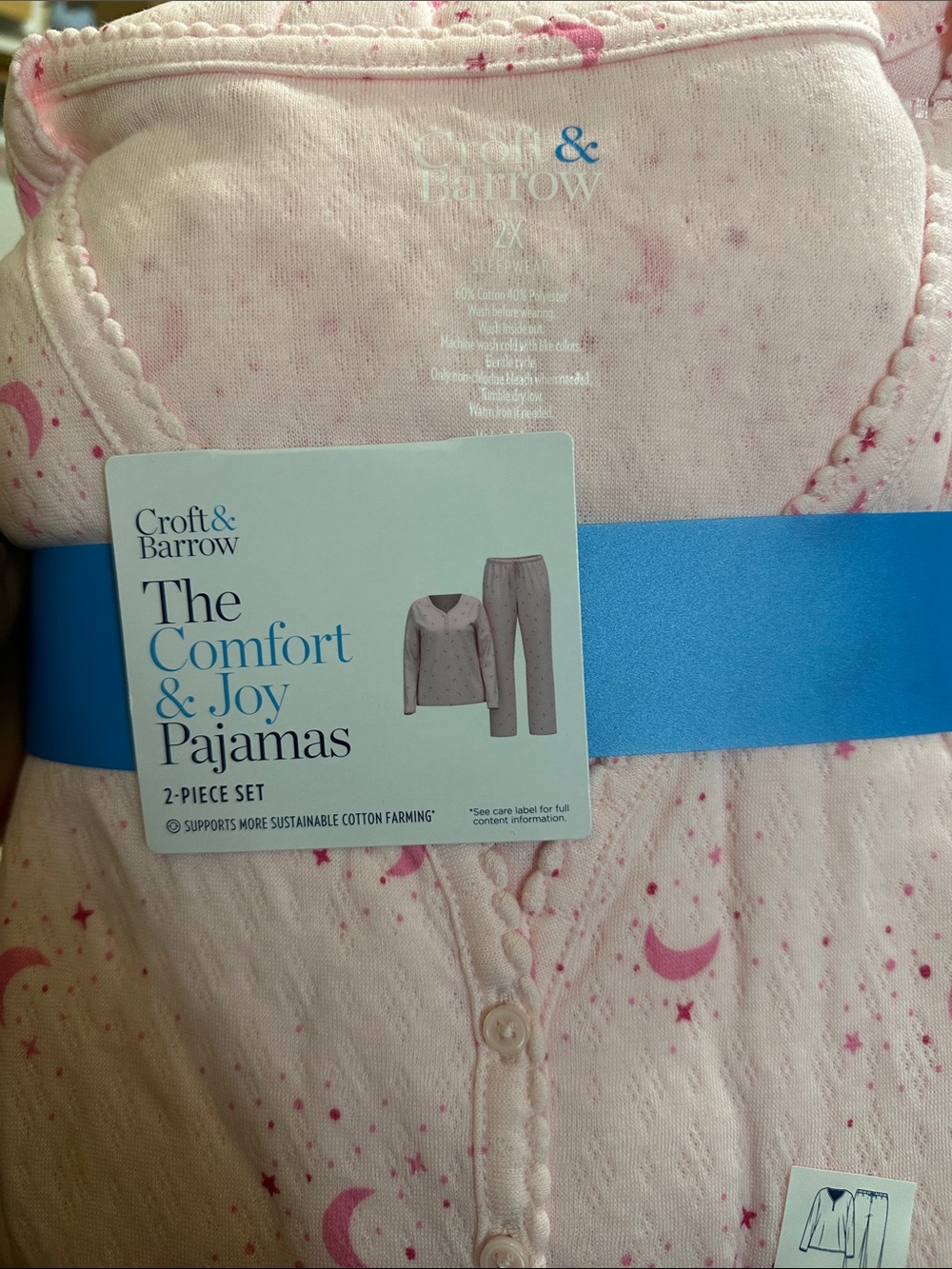 croft & barrow Pink Moon & Star Two-Piece Pajama Set